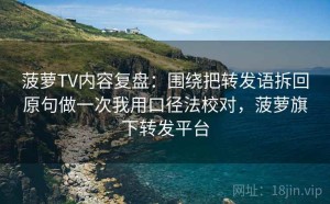 菠萝TV内容复盘：围绕把转发语拆回原句做一次我用口径法校对，菠萝旗下转发平台